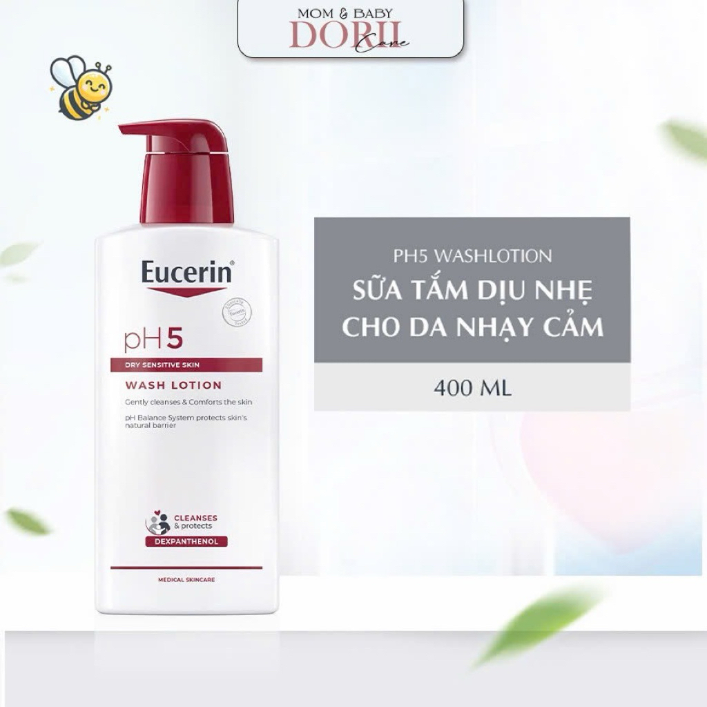 (Date 2028) Eucerin Sữa tắm dạng gel pH5, cho da nhạy cảm (có mùi) Eucerin pH5 Washlotion 1000ml