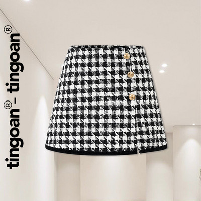 TINGOAN® - Chân váy tweed cạp cao caro LOVE STORY SKIRT/CR