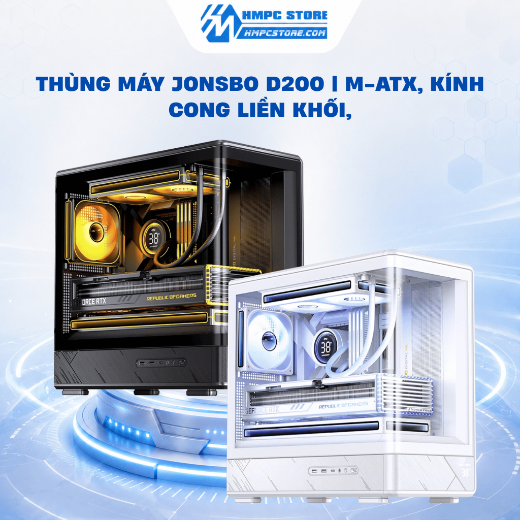 Case - Thùng máy Jonsbo D200 | M-ATX, kính cong liền khối, bảo hành 12 tháng