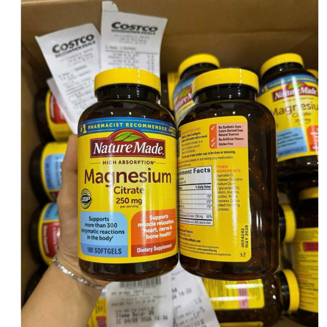 Viên Magie Nature Made Magnesium Citrate 250mg Mỹ Hộp 180 Viên