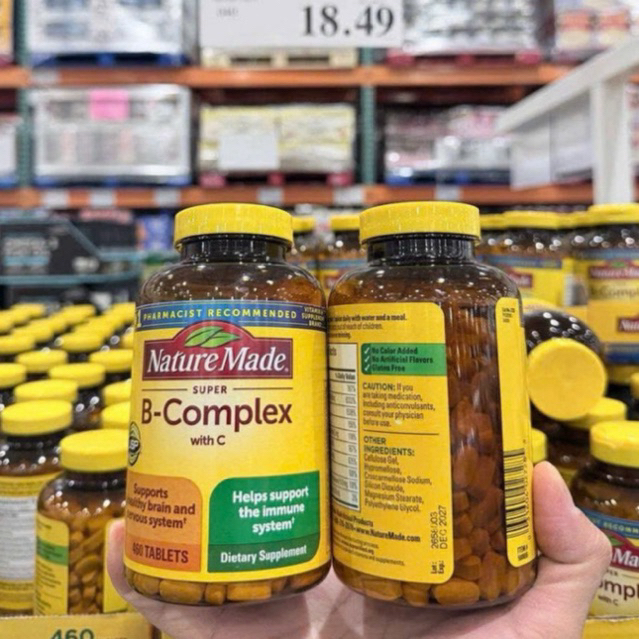 Viên Nature Made Super B-Complex with C - 8 Loại Vitamin Nhóm B Mỹ Hộp 460 Viên