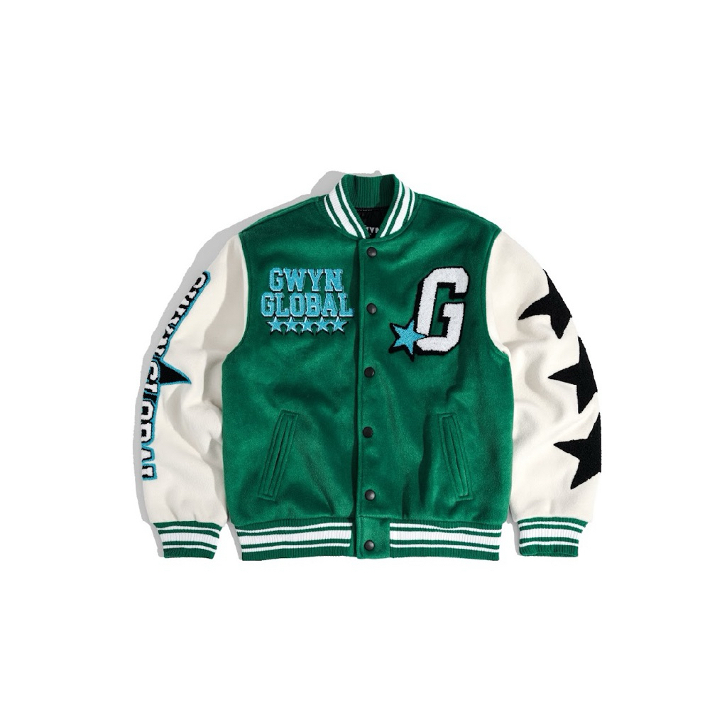 GWYN GLOBAL WAVE VARSITY JACKET/ GREEN
