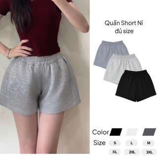 Quần Short Nỉ Nữ Bigsize Dày Dặn Cạp Chun Co Giãn, Quần Sooc Đùi Dáng Phồng Ống Rộng Cạp Cao Basic-QSN001