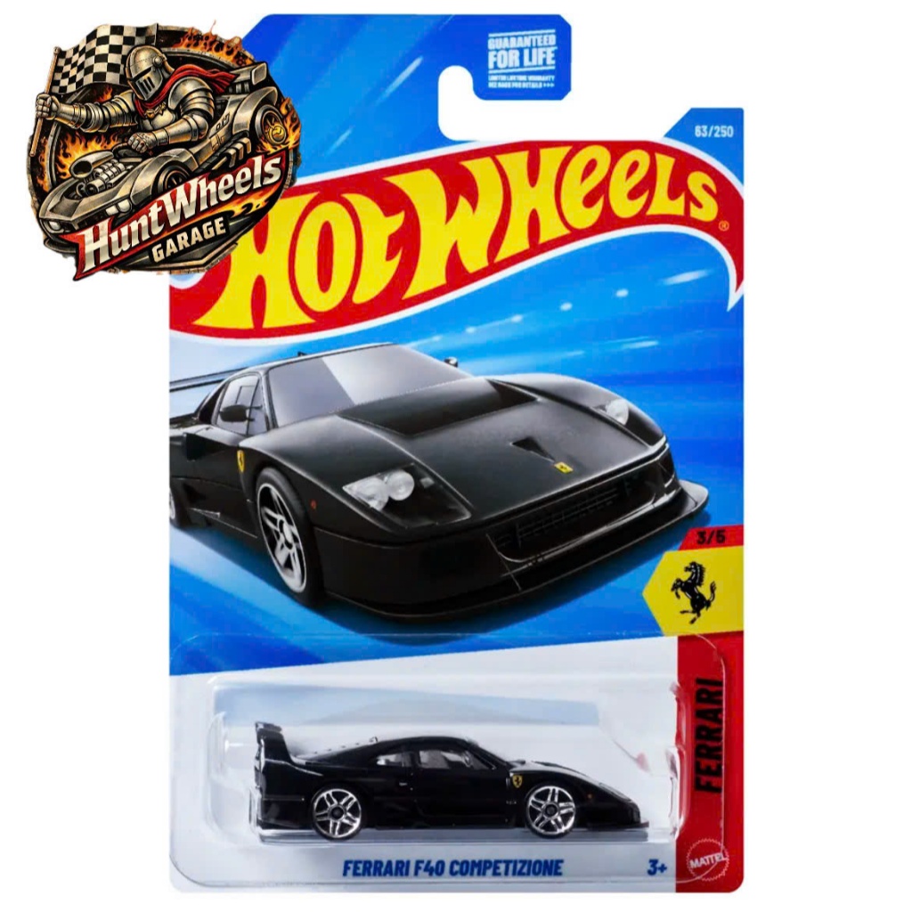 Huntwheels Garage - Xe mô hình Hotwheels Ferrari F40 Competizione Đen Card Mỹ