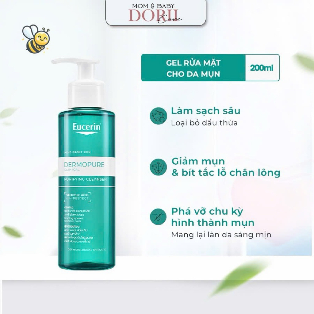 Sữa Rửa Mặt Cho Da Mụn Eucerin Cleansing Gel pro Acne Solution 200ml (mẫu mới)