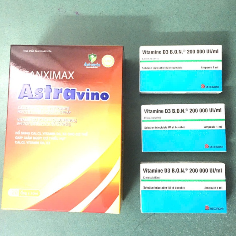 COMBO Vitamin D3 BON 200.000UI + Calci ASTRAVINO, DHA,Giúp Hấp Thụ Canxi Vào Xương, Bổ Sung Canxi Ch