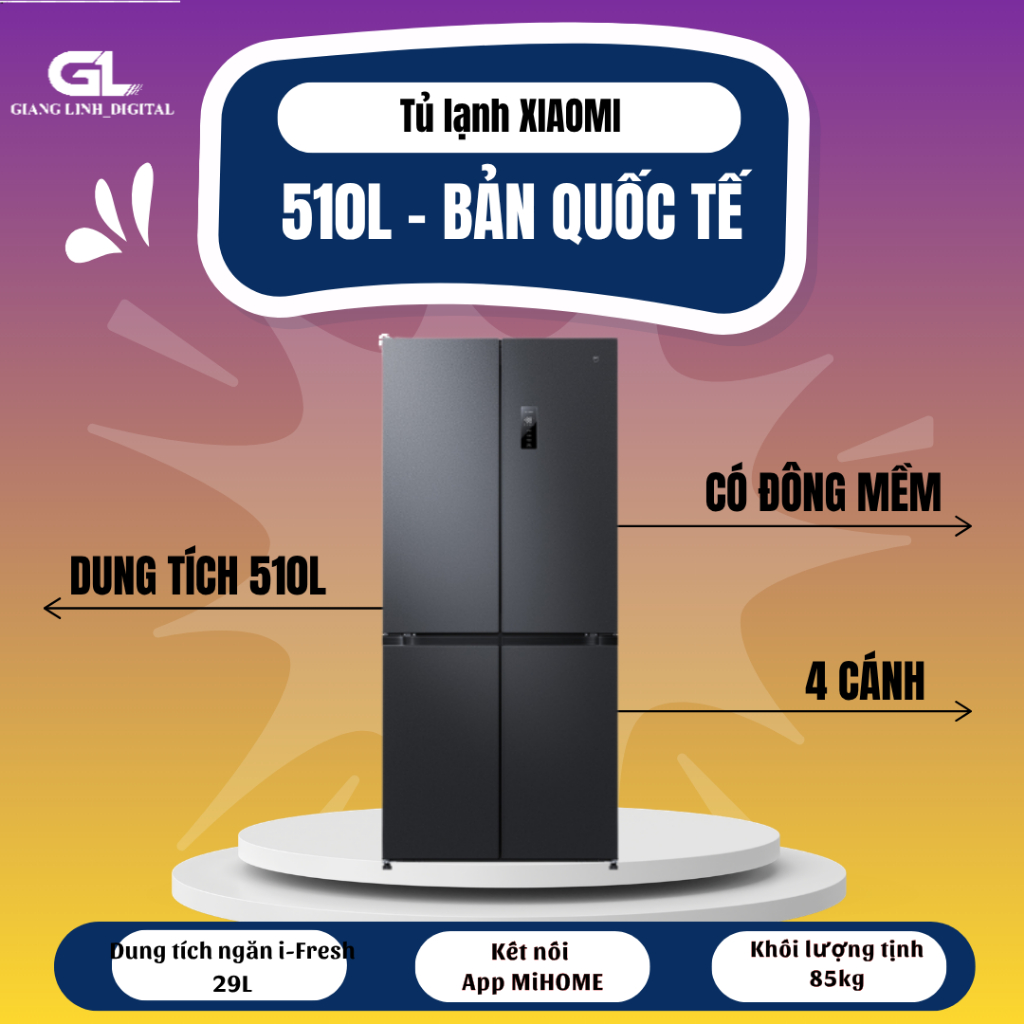 Tủ lạnh 4 cánh Xiaomi Mijia AI 510L – Bản Quốc tế