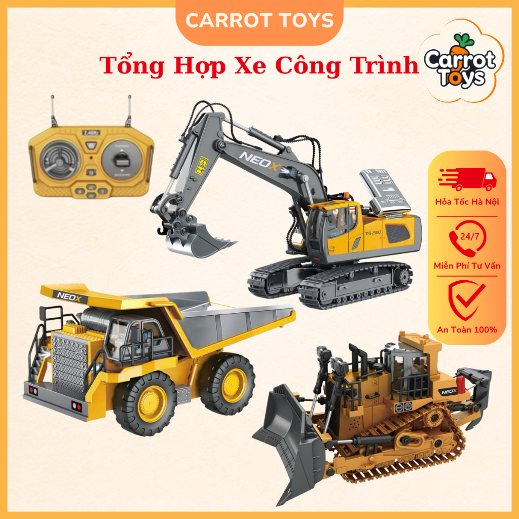 Xe Công Trình Điều Khiển Từ Xa - Xe Cuốc, Máy Xúc, Ben, Ủi, Xúc Lật 6,9,11,13…