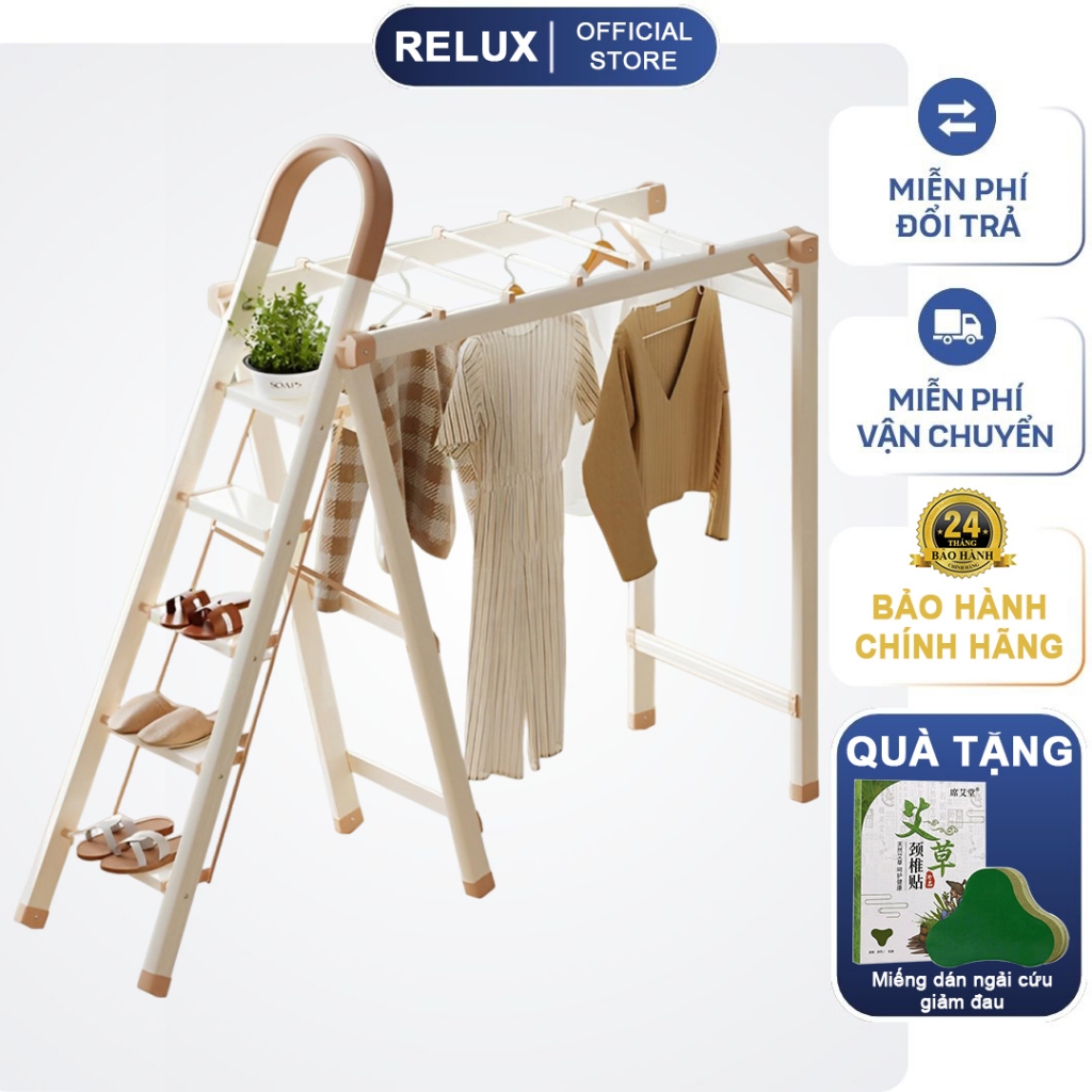 Thang Gấp Gọn Thông Minh Kèm Giàn Phơi GOTEK TX-200 Khung Hợp Nhôm Chắc Chắn Đa Năng Tiện Lợi