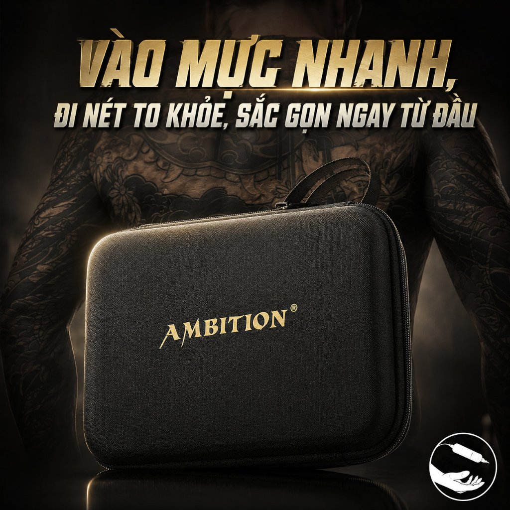 Máy xăm pen không dây Ambition Mars U máy pen xăm hình stroke điều chỉnh pin rời cho thợ xăm