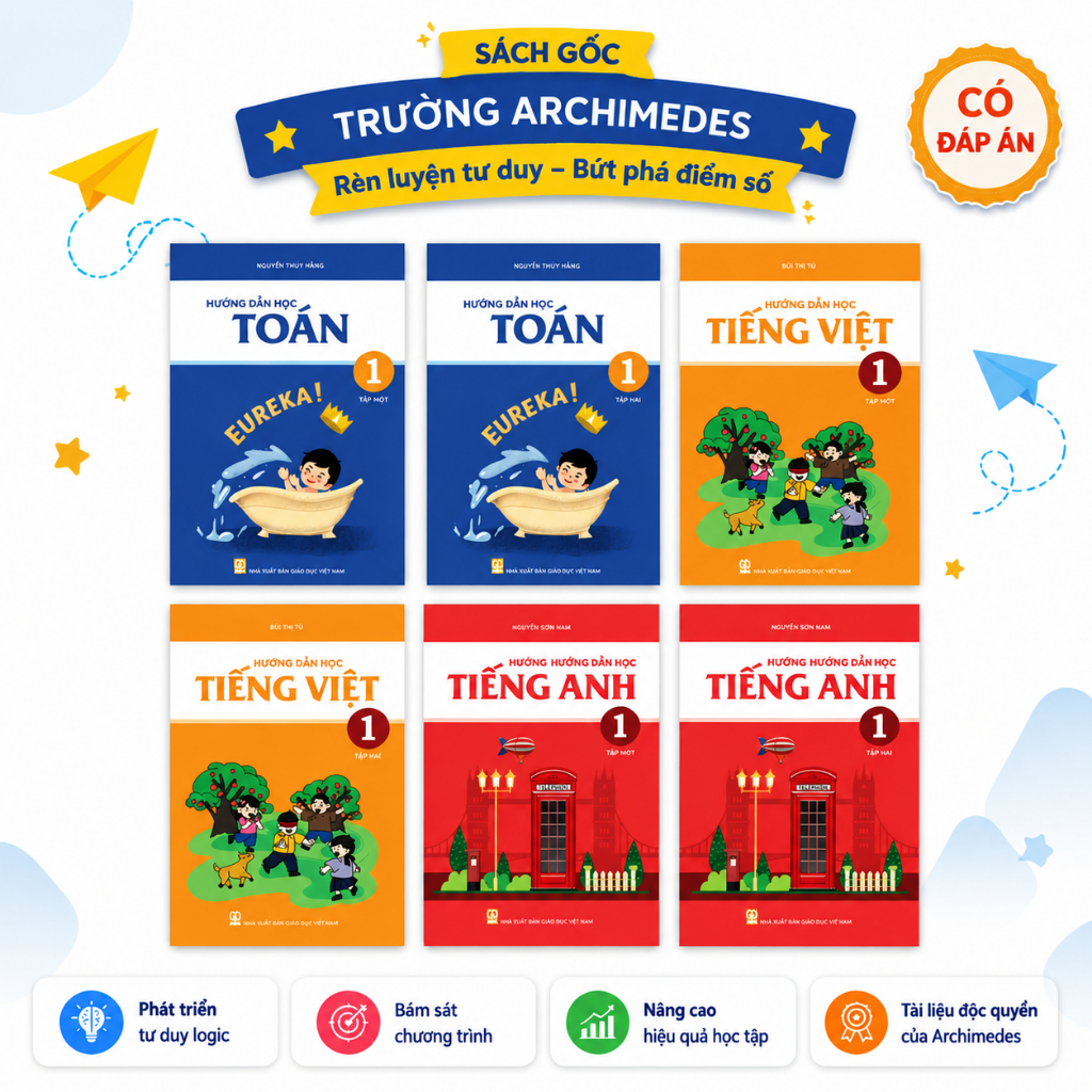 Sách - Lớp 1 - Hướng Dẫn Học Toán và Tiếng Việt Archimedes (Bản Mới Nhất)