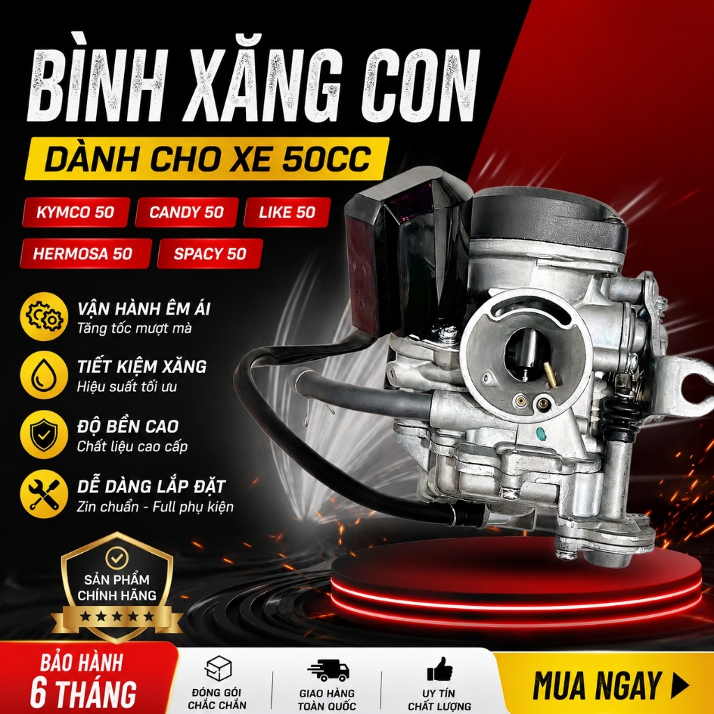 Bình Xăng Con Xe Ga 50cc – Tương Thích Kymco 50, Candy 50, Like 50, Hermosa 50, Spacy 50 | Tiết Kiệm