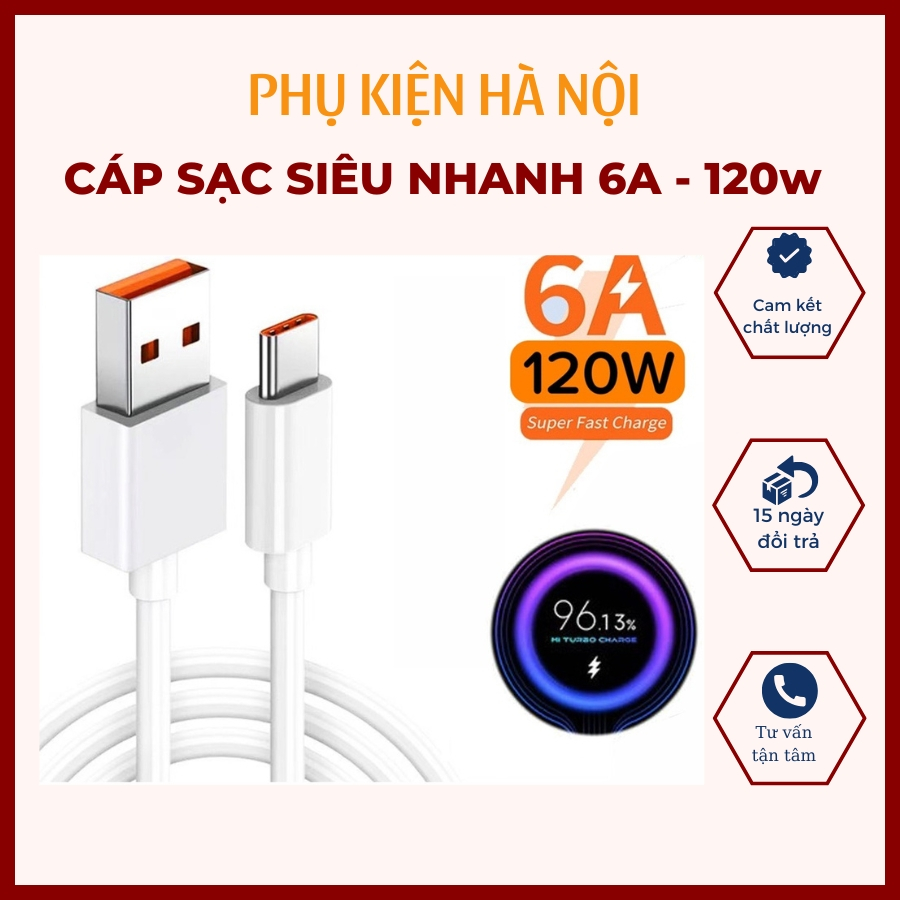 Cáp Sạc Nhanh 120w(6A), 67w, 55w, 33w, 18w Turbocharger Cho Xiaomi, Dây cáp sạc nhanh xiaomi, Sạc nh