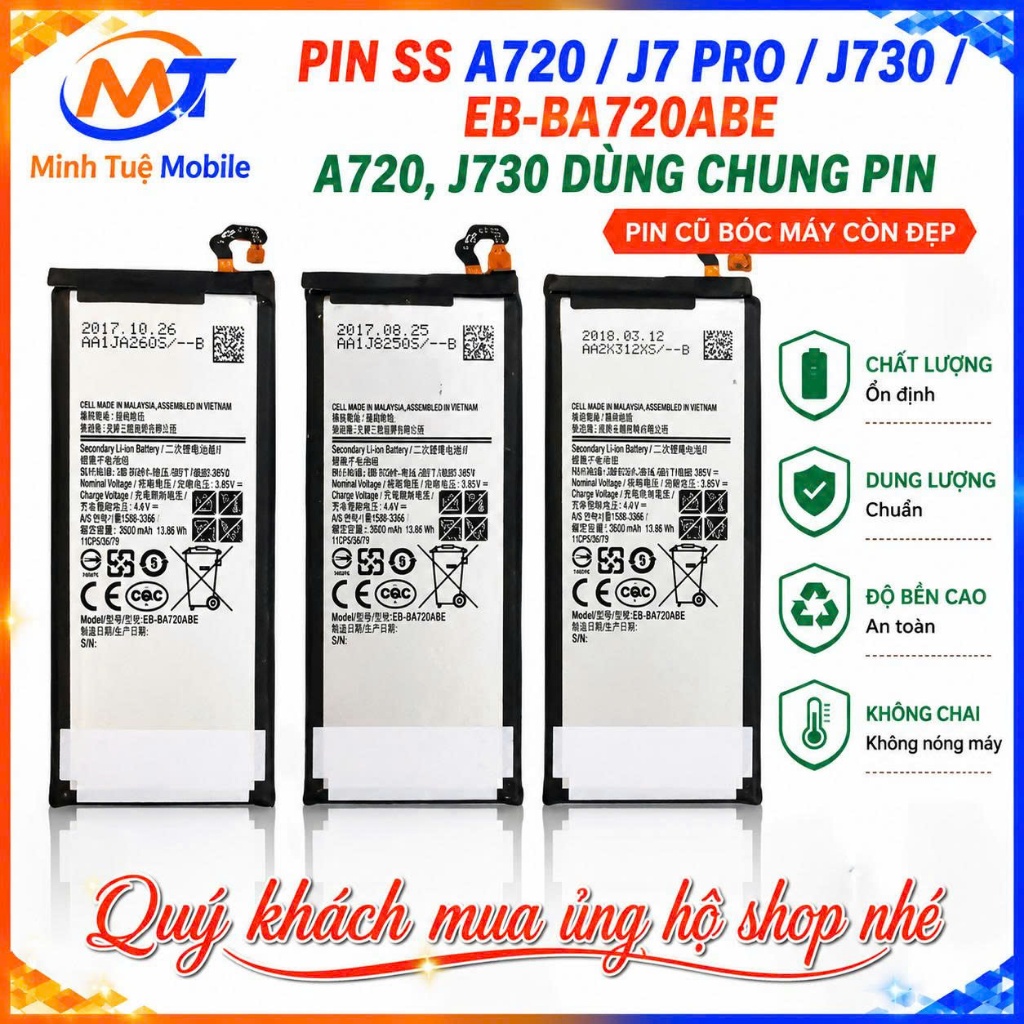 Pin SS A720 / J7 Pro / J730 / EB-BA720ABE (pin cũ bóc máy)