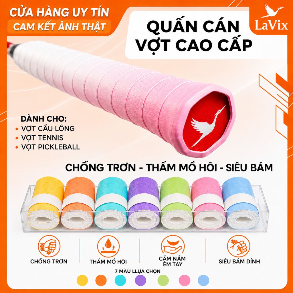 COMBO 20 Quấn Cán Vợt Cao Su 2 Màu Cao Cấp – Dùng Chung Tennis, Cầu Lông – Êm Ái, Dễ Quấn