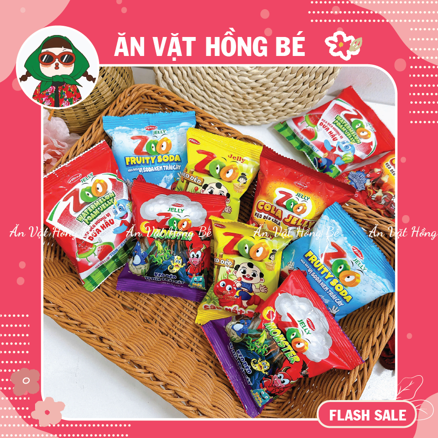 Combo Kẹo Dẻo Trái Cây Zoo Jelly Bibica với 5 vị đặc biệt (Gói 24g), Kẹo Chíp Bibica Chính Hãng