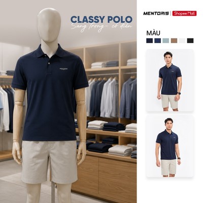 Áo Polo Nam MENTORIS, Áo Polo Cotton Cá Sấu Nam, Form Regular Fit, Phong Cách Công Sở MCPS25S018