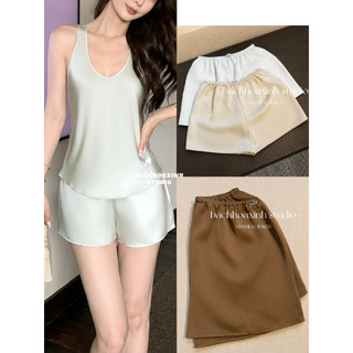 Quần Short Lụa SELUNE Cạp Chun Mềm Rũ – Quần Ngắn Satin Nữ Mặc Nhà Đi Chơi Thanh Lịch | BACHHOAXINH