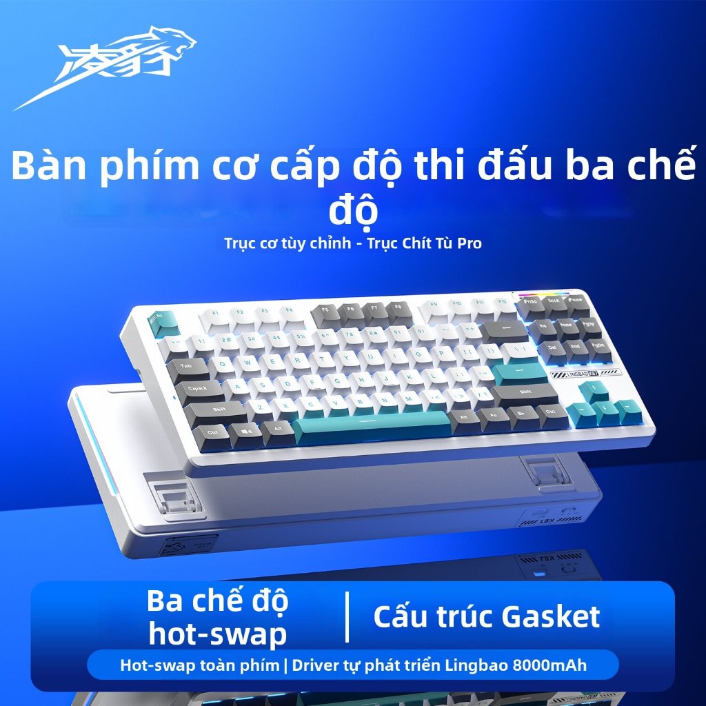 {HỎA TỐC} Bàn Phím Cơ Không Dây Lingbao K75/ K87/ K98 | Mạch Xuôi, Full Foam Gõ Êm, LED RGB, Hotswap