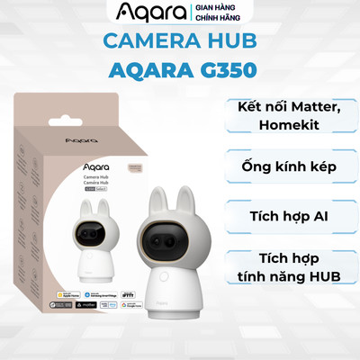 Camera AI Aqara G350 CH-C14D, tích hợp tính năng Hub, ống kính kép, hỗ trợ Homekit Matter