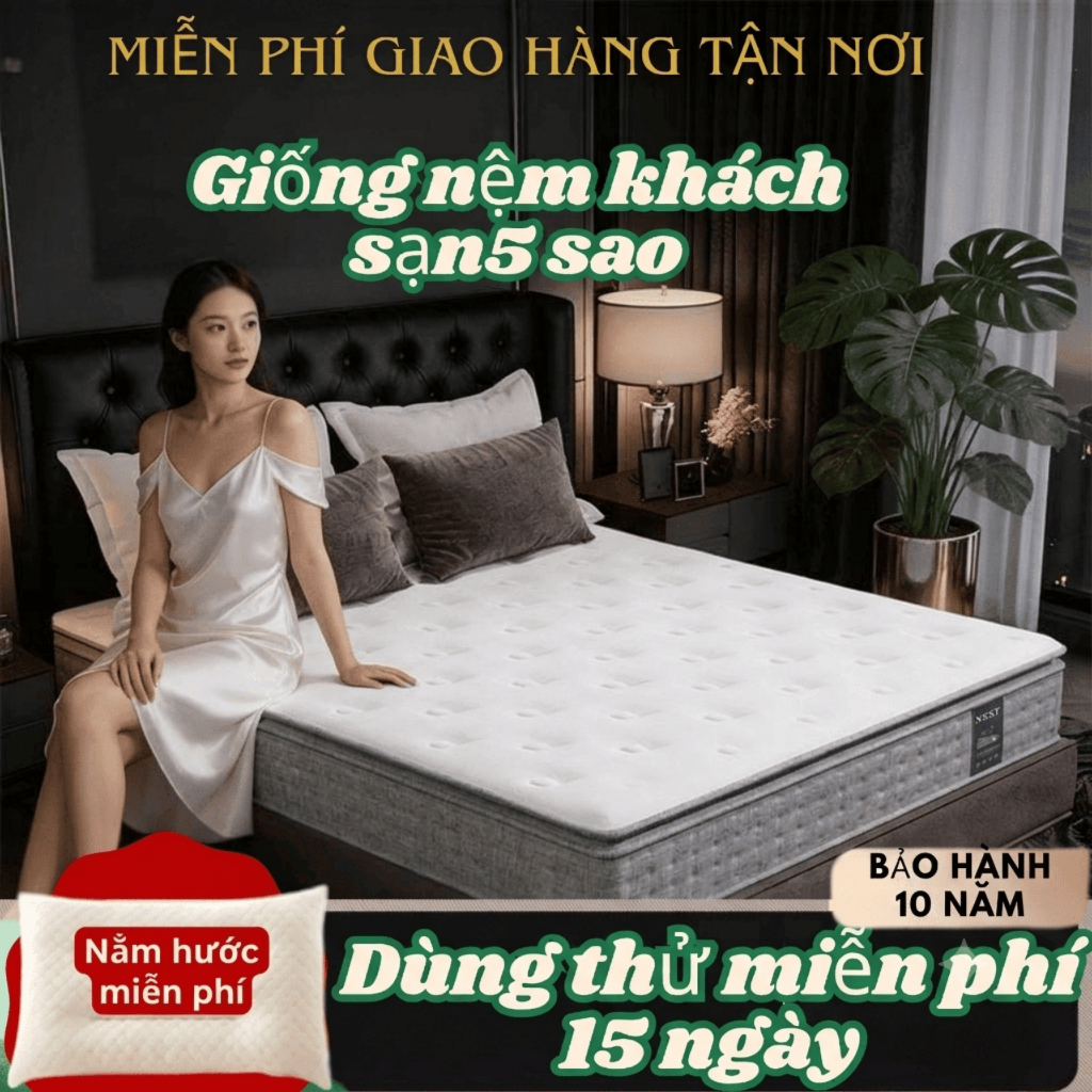 Nệm Hybrid Latex 100% Cao Su Thiên Nhiên – Lò Xo Túi Độc Lập, Êm Ái, Bền Bỉ