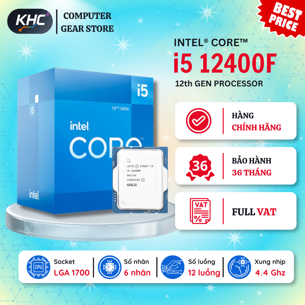 CPU Intel Core i5 12400F Tray New Không Fan (Full VAT)