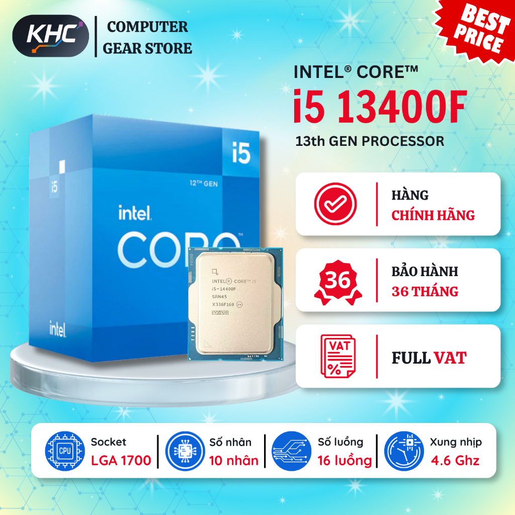 CPU Intel Core i5 13400F Tray New Không Fan (Full VAT)