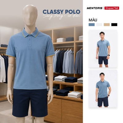 Aó Polo Nam MENTORIS, Áo Polo Cotton Cá Sấu Thoáng Khí, Form Vừa Người Tôn Dáng,Bản Giới Hạn MCPS24S012