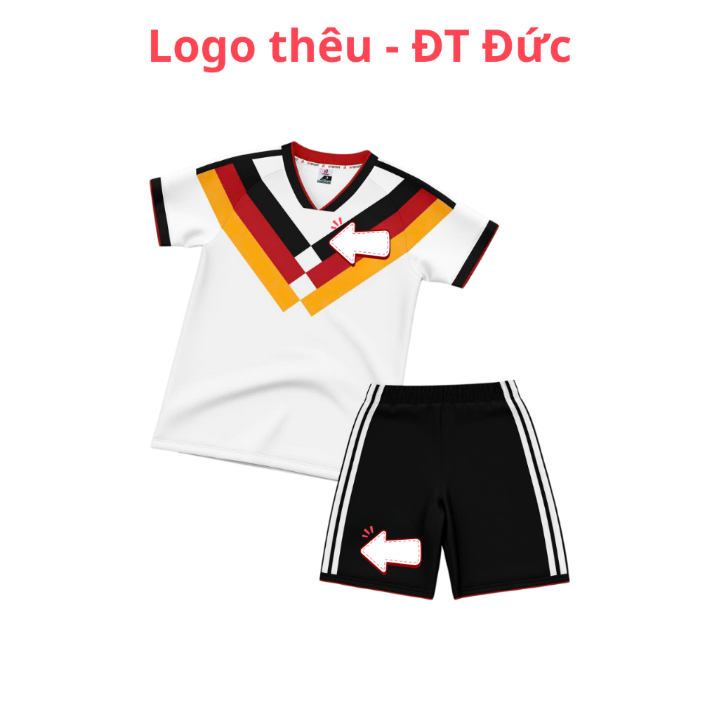Quần Áo Bóng Đá ĐT Đức trắng HP - trẻ em – In Tên Số Theo Yêu Cầu REINA SPORT