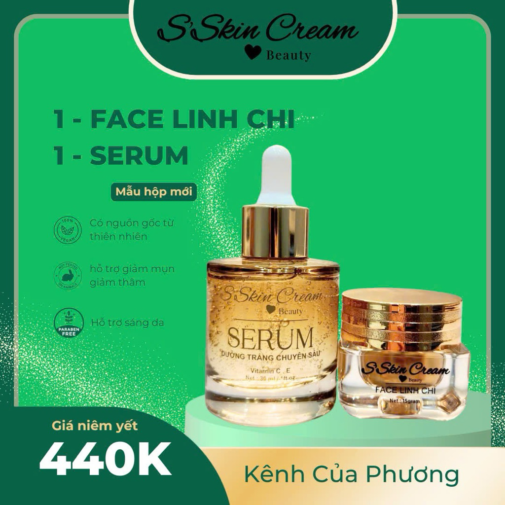 COMBO : Kem Linh Chi 15g - SERUM 30ml - chăm sóc da