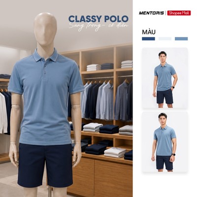 Áo Polo Nam MENTORIS, Áo Polo Cotton Cá Sấu, Phong Cách Công Sở, Form Regular Fit Trẻ Trung MPS208R