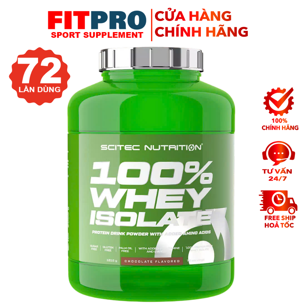 Sữa Bột Scitec Nutrition 100% Whey Protein Isolate (72 Lần Dùng), Bổ Sung Protein Isolate Tinh Khiết