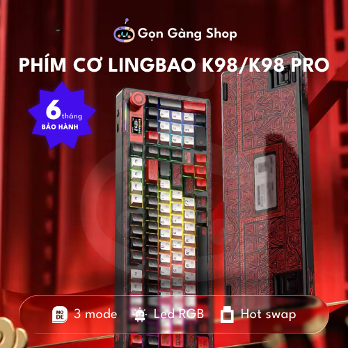 Bàn phím cơ không dây Lingbao K98/K98 Pro gaming không dây | Hỗ trợ Hotswap | Đèn Led RGB - Led viền