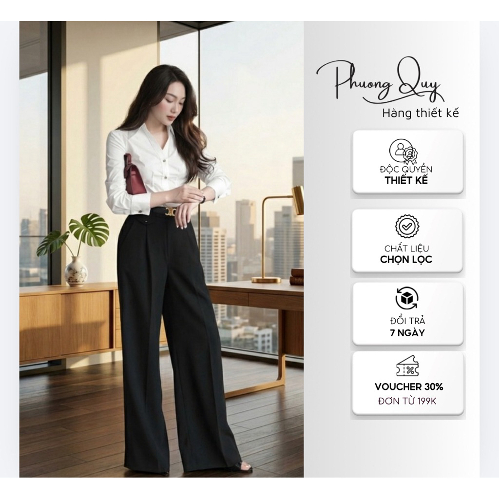 [A01] Áo sơ mi nữ chiết ly eo công sở tay dài màu xanh kẻ sọc phong cách thanh lịch hàng thiết kế