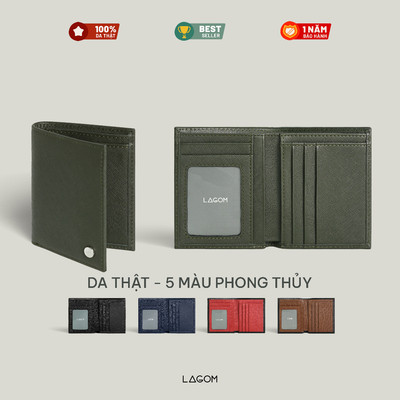 Ví Da Nam Cao Cấp – Gập Đôi Dáng Đứng – Da Saffiano Thật – Lagom Forest Bifold Wallet