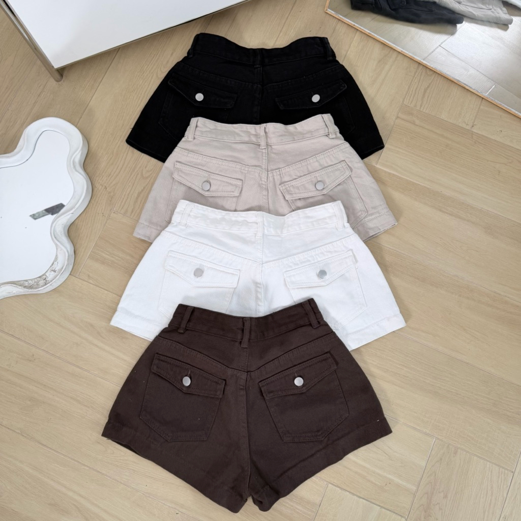 OLALA STUDIO Quần Short Jeans Nữ - Quần Bò Nữ Túi Sau Lai Cuốn Nhiều Lưng Cao Chất Vãi Dày Dặn | BigBuy360 - bigbuy360.vn
