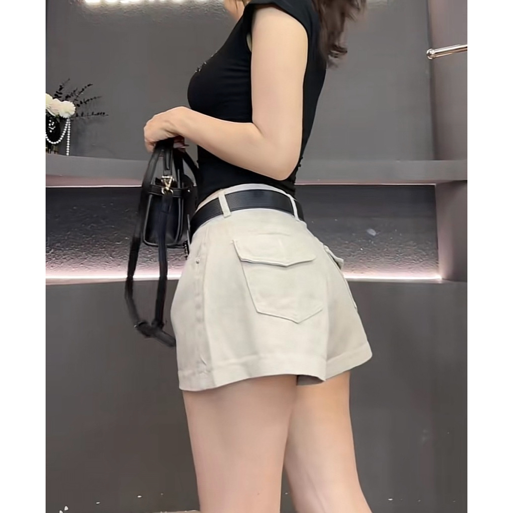 OLALA STUDIO Quần Short Jeans Nữ - Quần Bò Nữ Túi Sau Lai Cuốn Nhiều Lưng Cao Chất Vãi Dày Dặn | BigBuy360 - bigbuy360.vn