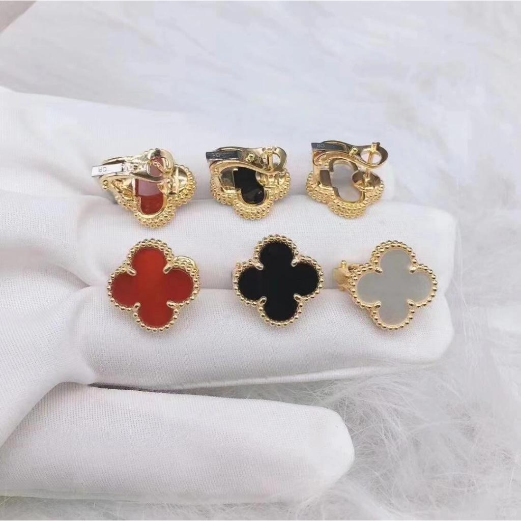 Khuyên Tai Van 4 lá cao cấp phiên bản 15mm khóa gài logo sắc nét phụ kiện thời trang Auria Jewelry