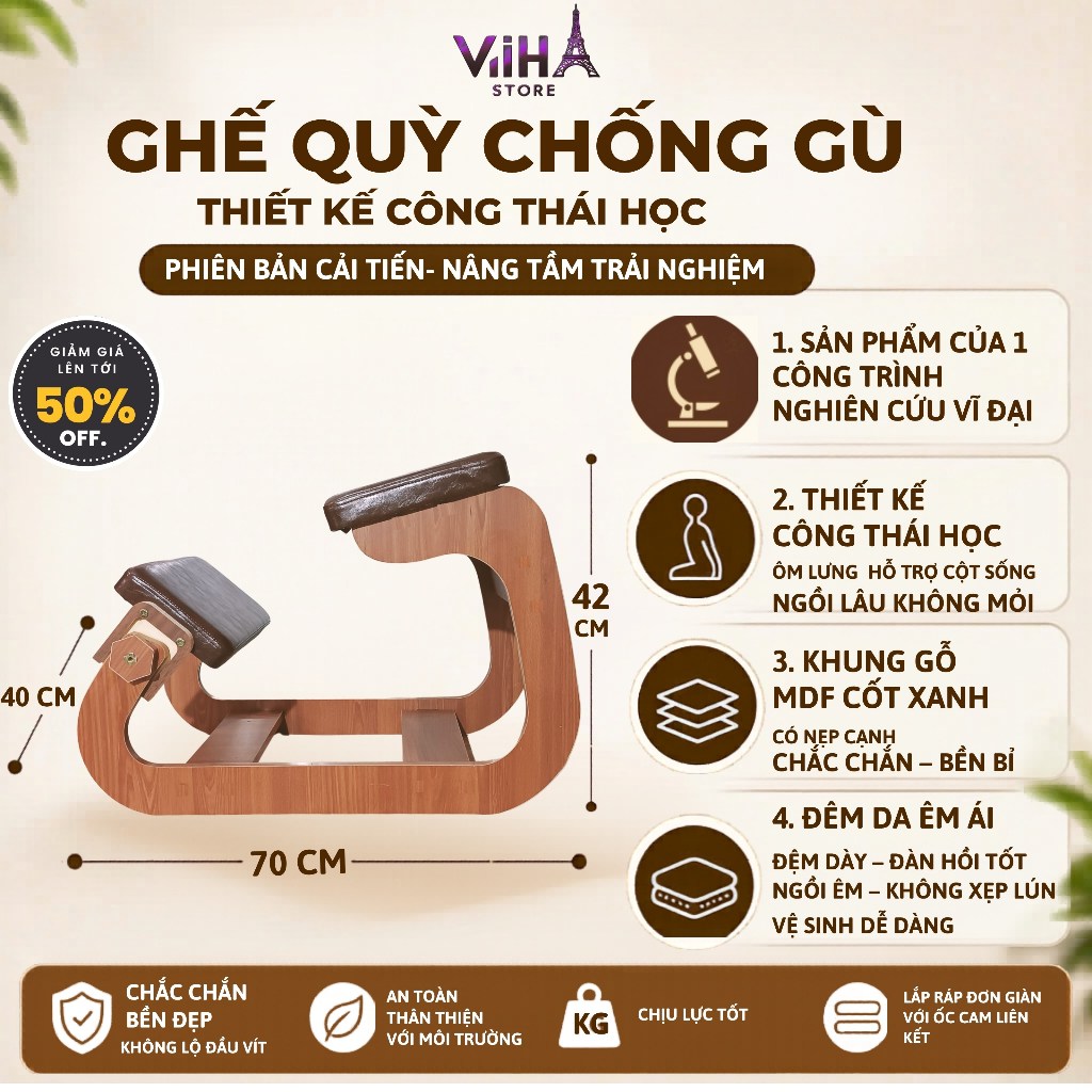 Ghế quỳ công thái học-cải thiện tư thế ngồi- giảm đau mỏi cột sống . bản nâng…