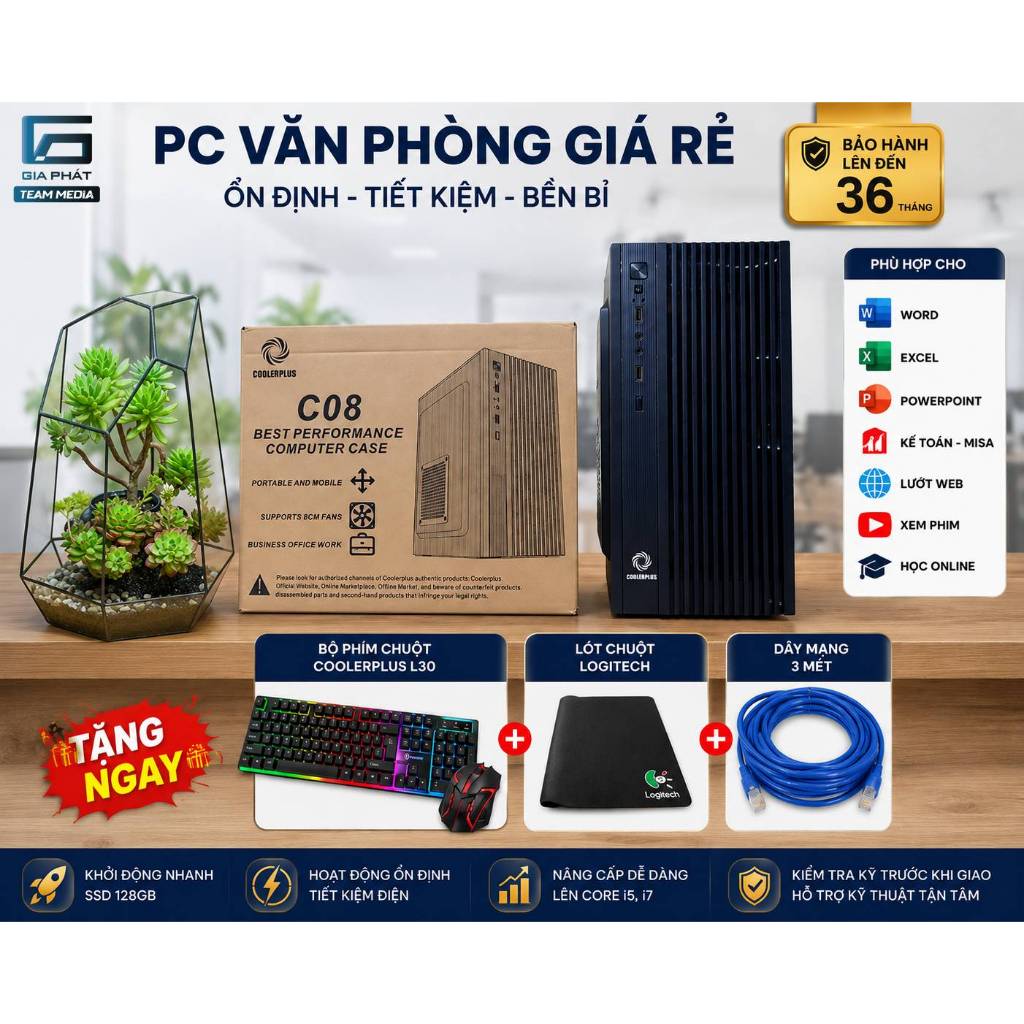 PC Văn Phòng Intel Pentium G6400 New Box Bảo hành 36T | Máy Tính Kế Toán Word Excel MISA Tặng Phím C