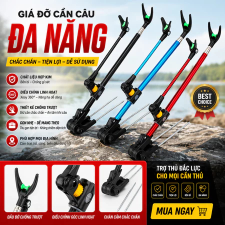 Chống Cần Câu Đài Câu Đơn Ultra Bản Nâng Cấp Gác Cần Câu Cá Kích Thước 2m1 2m4 Cao Cấp Thu Gọn Tiện 