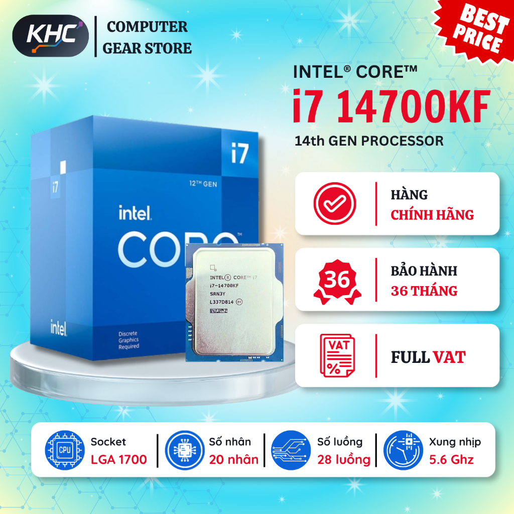 CPU Intel Core i7 14700KF Tray New (Full VAT)