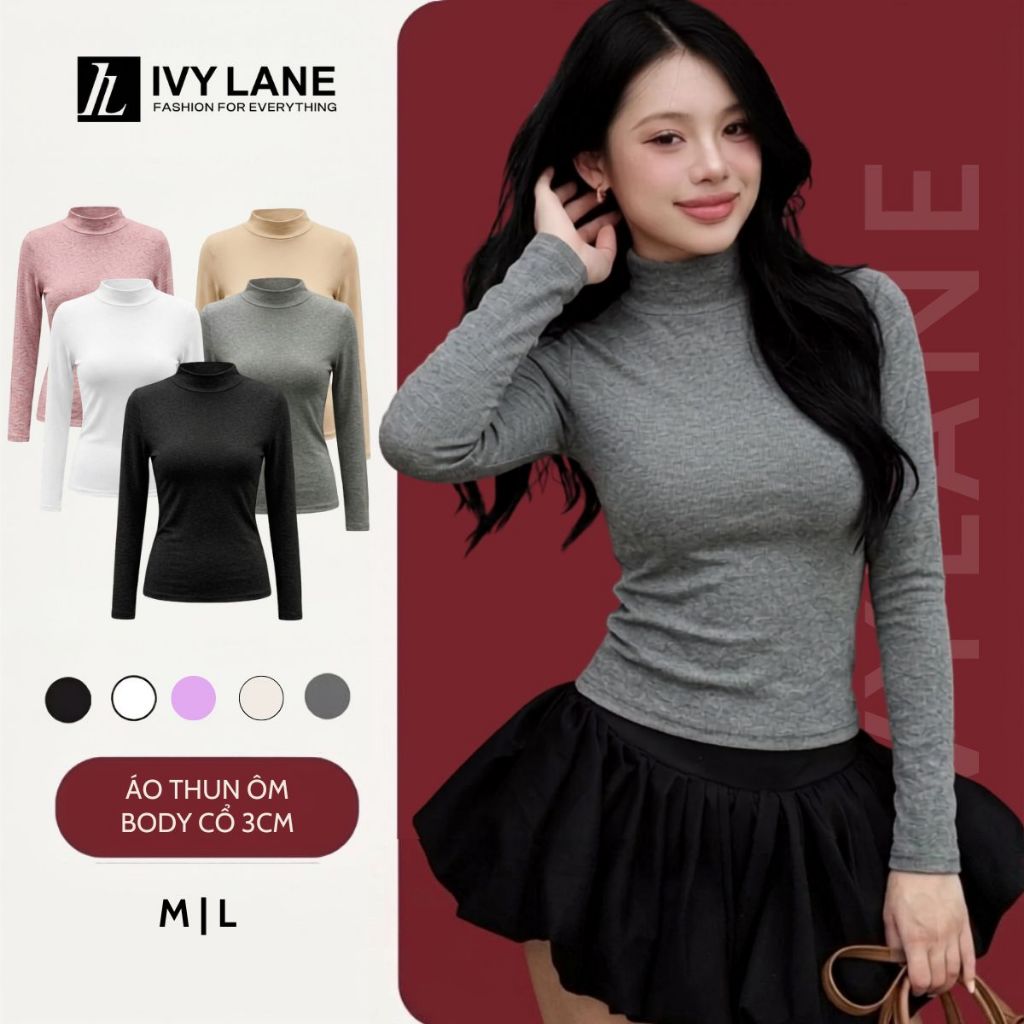 Áo Thun Nữ Dài Tay Cổ Tròn Basic Co Giãn 4 Chiều Giữ Nhiệt Tốt Ôm Body Mềm Mịn -Thời Trang IVYLANE