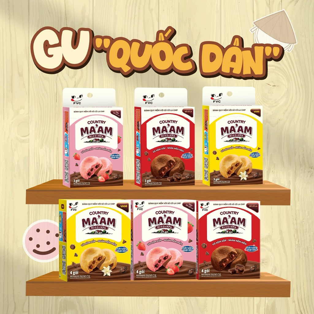 [TẶNG STICKER] Bánh Quy Mềm Socola Chip Country Ma'am Fujiya HỘP 33Gr - HỘP 110Gr Vị Vani, Socola, D