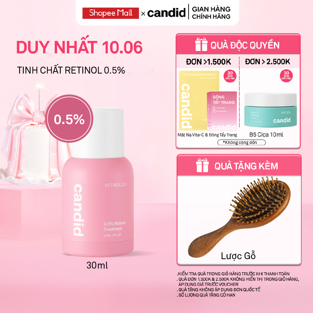 Tinh chất Retinol 0.5% Hỗ Trợ Cải Thiện Nền Da CANDID 0.5% Retinol Treatment 30ml