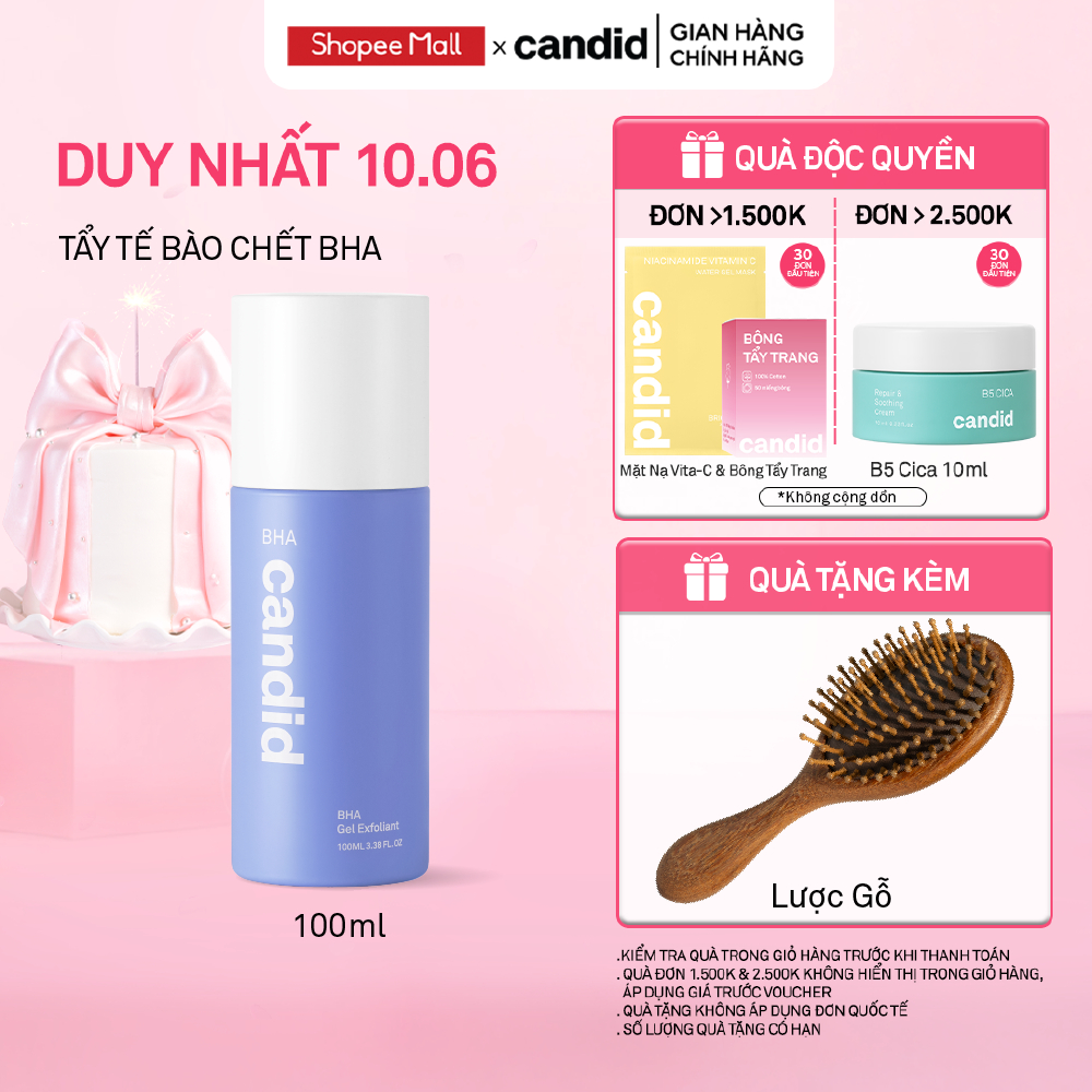 Hoạt Chất BHA Tẩy Tế Bào Chết & Thông Thoáng Lỗ Chân Lông - CANDID BHA Gel Exfoliant 100ml