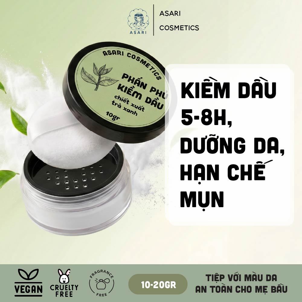 [10-20gr] Phấn kiềm dầu, dưỡng da,hạn chế mụn cho mọi loại da handmade Asari Cosmetics