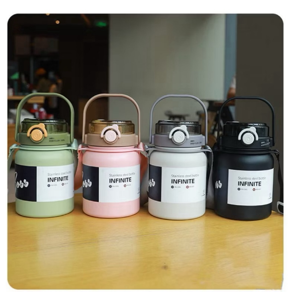 Giữ Nhiệt Infinite 800ml Inox 316 - Bình Đựng Nước Có Quai Xách, Dây Đeo Kèm Ông Hút