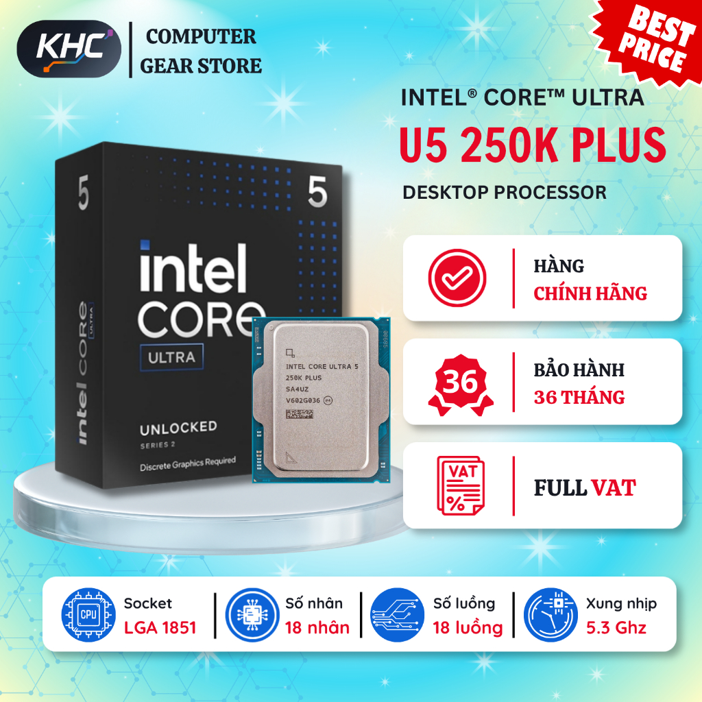 CPU Intel Core Ultra 5 250K Plus / 245K / 245KF (Full VAT)