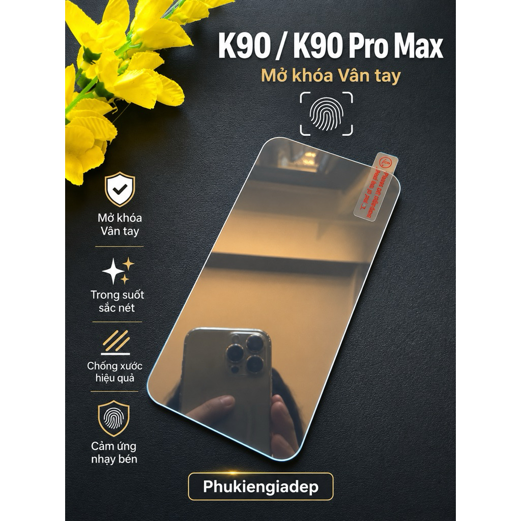 Kính cường lực Xiaomi Redmi K100 Pro, K90 , K90 Pro Max , K90 Max , K90 Ultra trong suốt, Mở khóa vâ